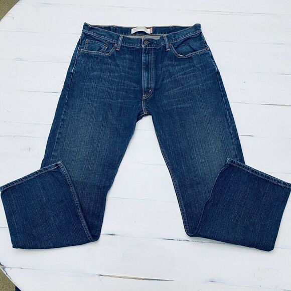 Levis 505 Mens Jeans Regular Straight Fit 38 x 32 Blue Dark Wash 100% Cotton - Picture 3 of 16